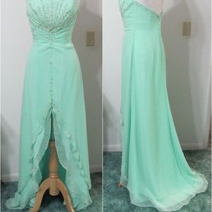Mint Green Beaded Precious Formals Mermaid Gown 10